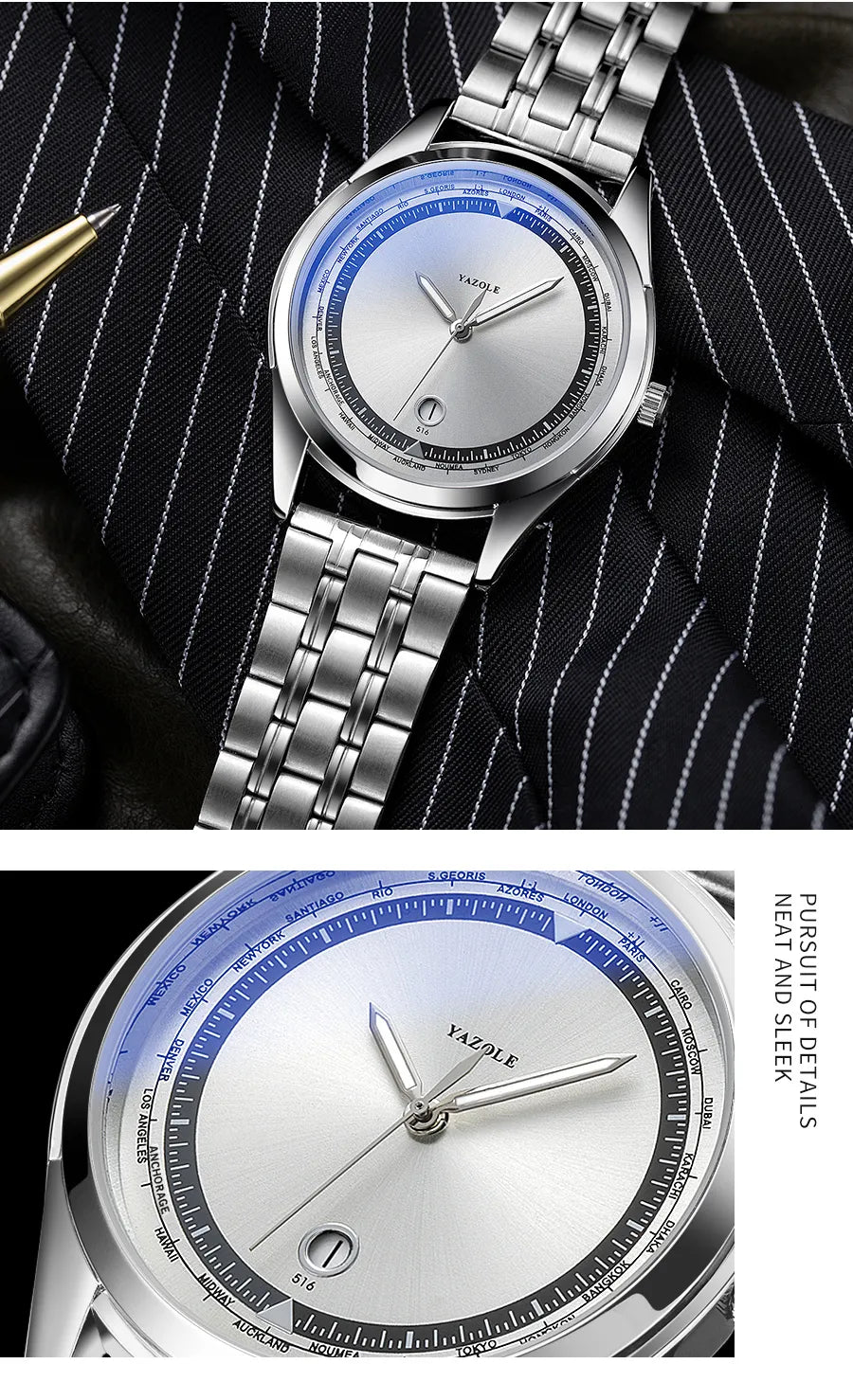 YAZOLE Luxury Metal Men Watch