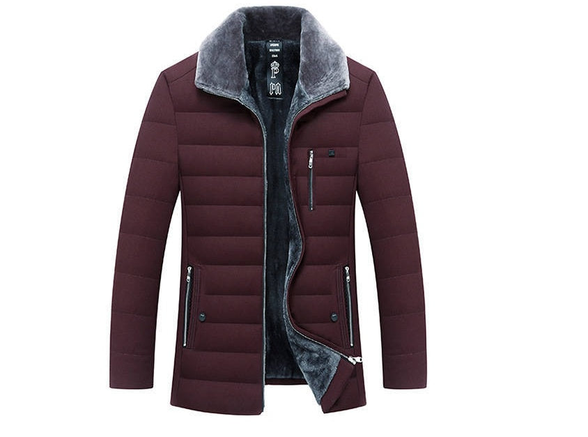 Men Lapel Short Padded Jacket Plus Velvet