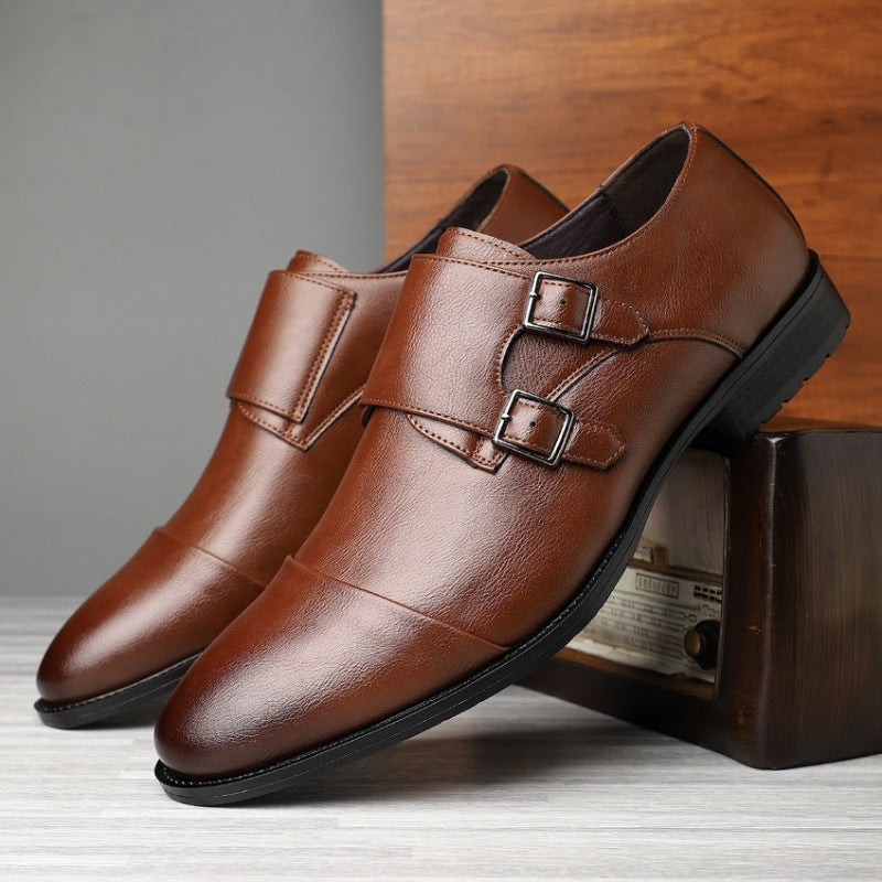 Men's Formal Pointed Buckle Leather Shoes