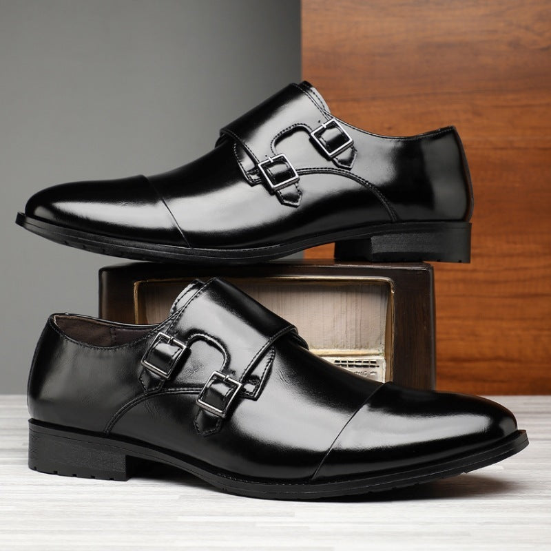 Men's Formal Pointed Buckle Leather Shoes