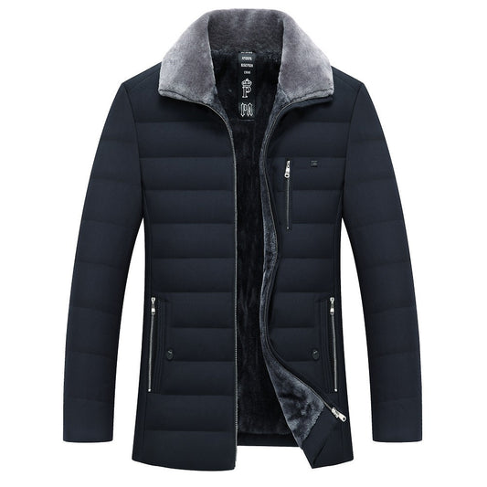 Men Lapel Short Padded Jacket Plus Velvet