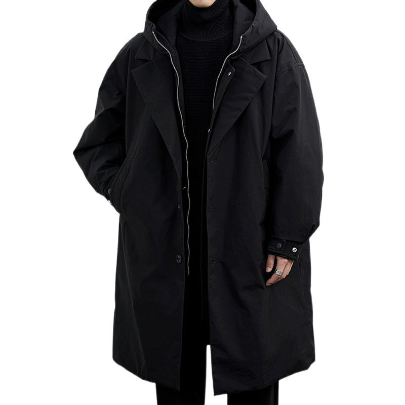 Men's Warm False Two Pieces Hooded Coat