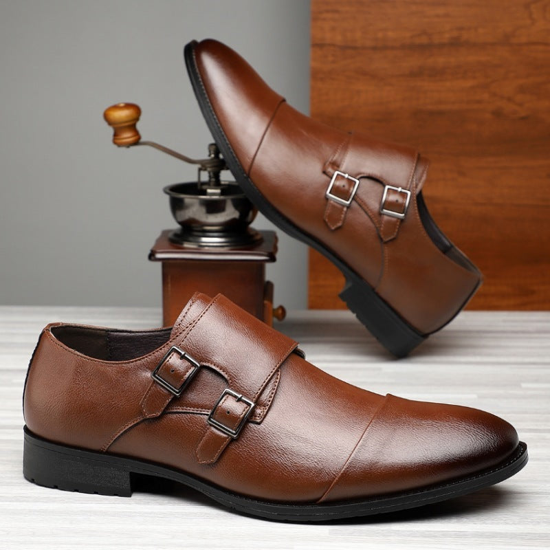 Men's Formal Pointed Buckle Leather Shoes