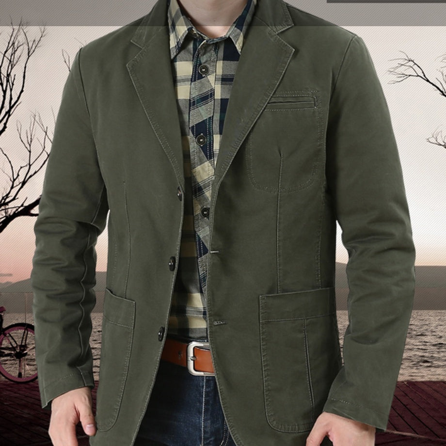 Loose Plus Size Suit Pure Cotton Washed Single-breasted Casual Jacket