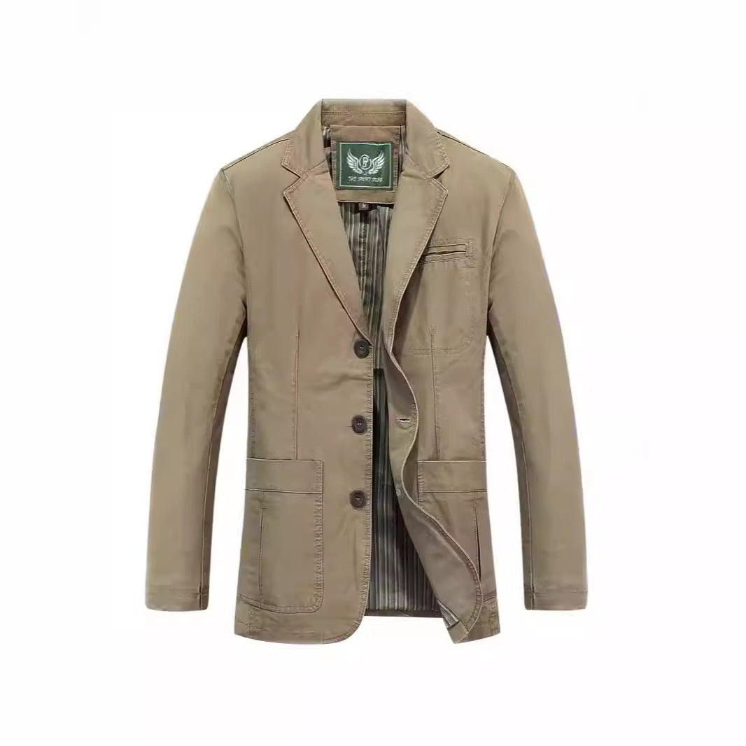 Loose Plus Size Suit Pure Cotton Washed Single-breasted Casual Jacket