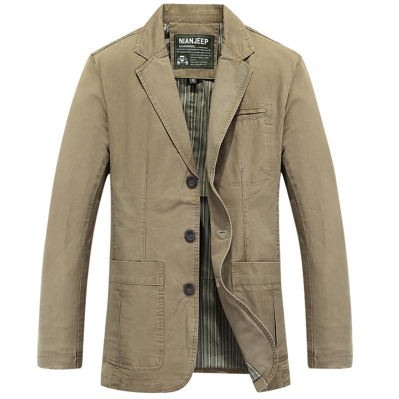 Loose Plus Size Suit Pure Cotton Washed Single-breasted Casual Jacket