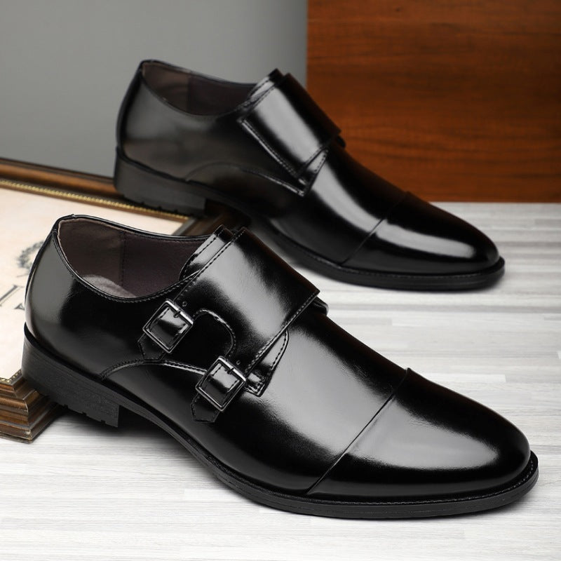 Men's Formal Pointed Buckle Leather Shoes