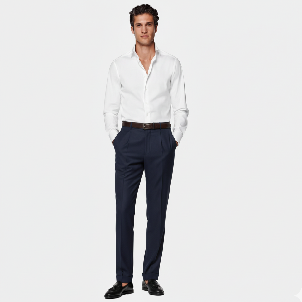 Men's Casual Suit Pants Fashion Trousers Mid Waist Straight Long Pants For Office Business Formal