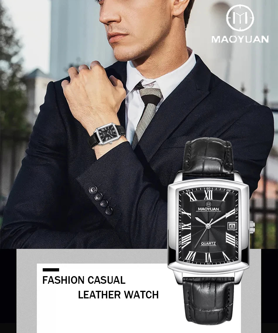 European Leather Quartz luxe men Watch
