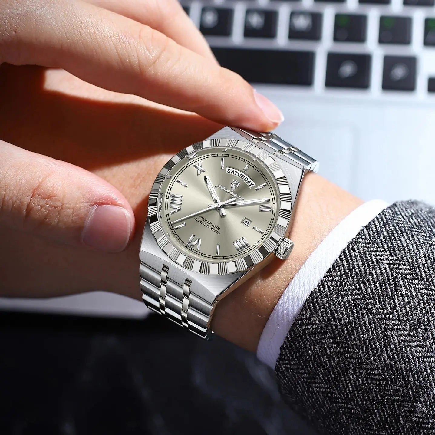 POEDAGAR Luxury Men business Wristwatch