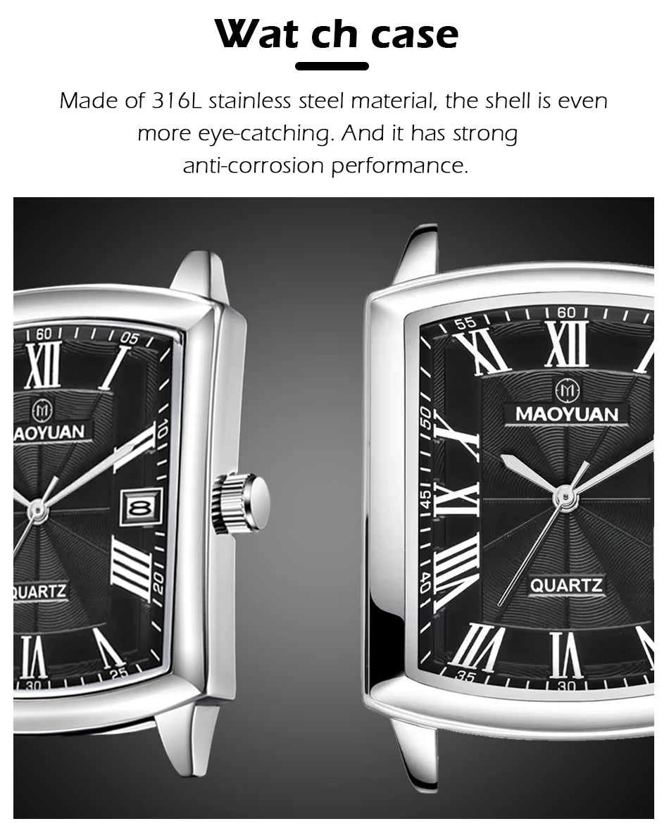 European Leather Quartz luxe men Watch