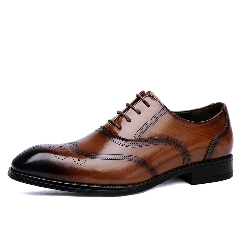 Luxury Men's Glossy Brogue Leather Shoes