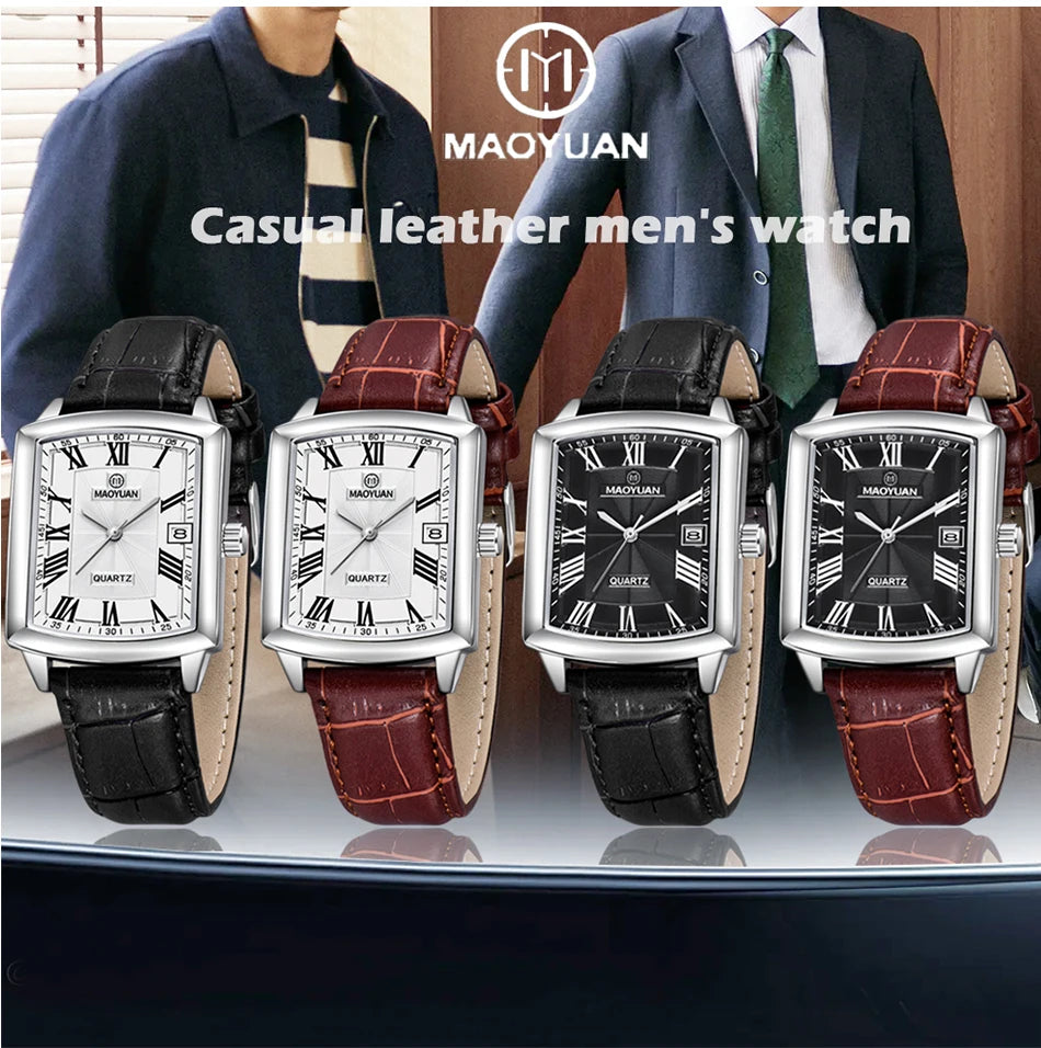 European Leather Quartz luxe men Watch
