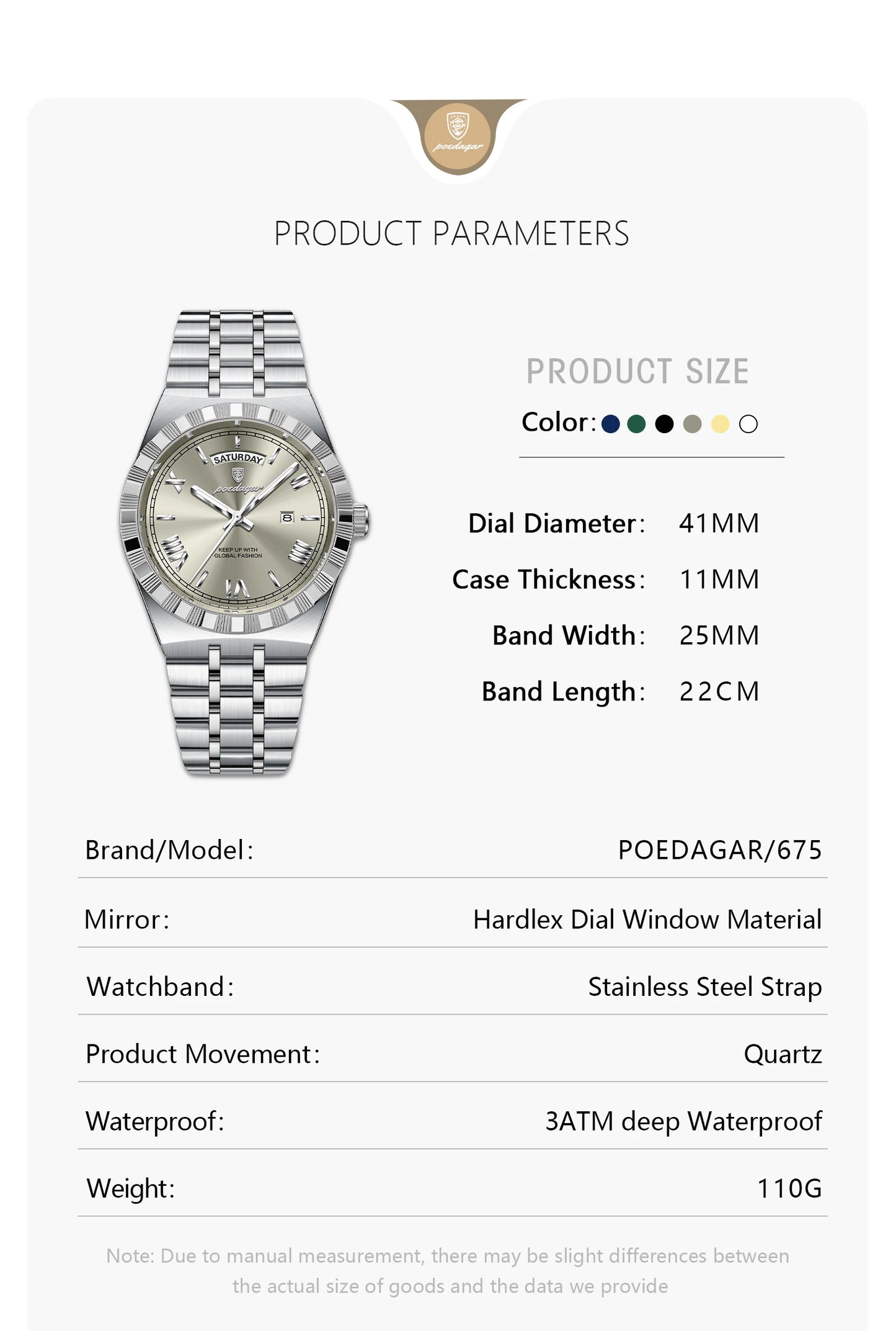 POEDAGAR Luxury Men business Wristwatch