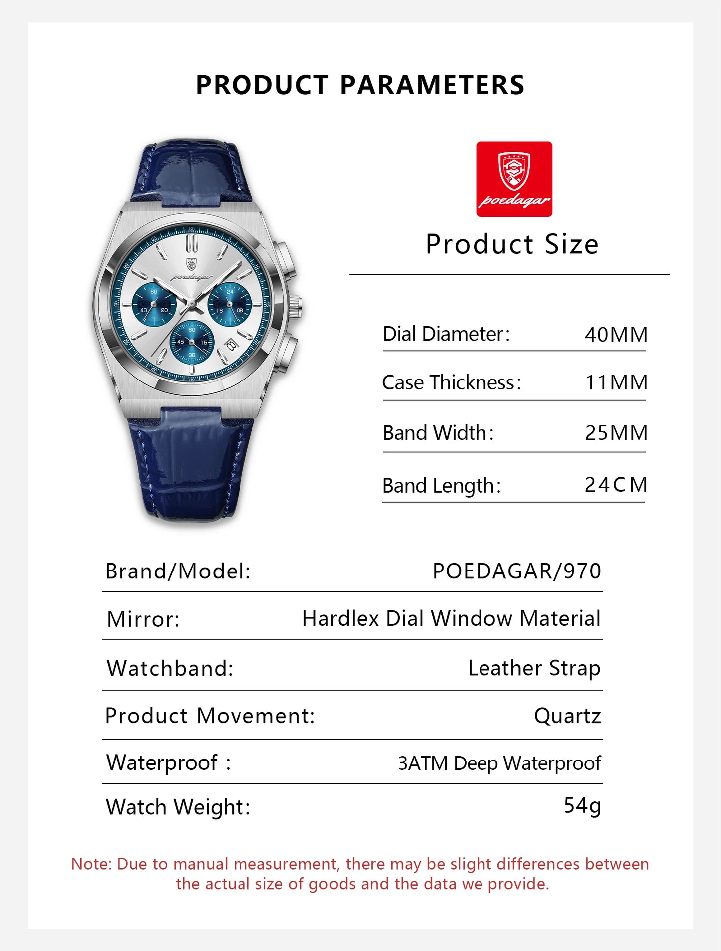 POEDAGAR Luxury Classic Mens Watch