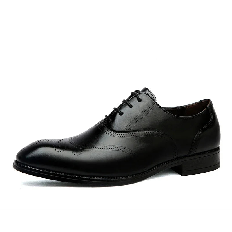 Luxury Men's Glossy Brogue Leather Shoes