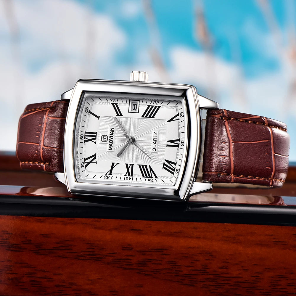 European Leather Quartz luxe men Watch