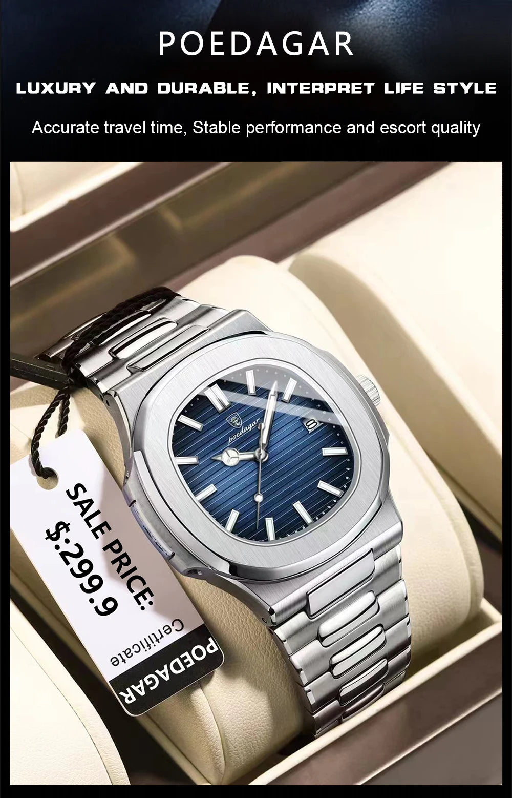 POEDAGAR Luxury Men Quartz Wristwatch