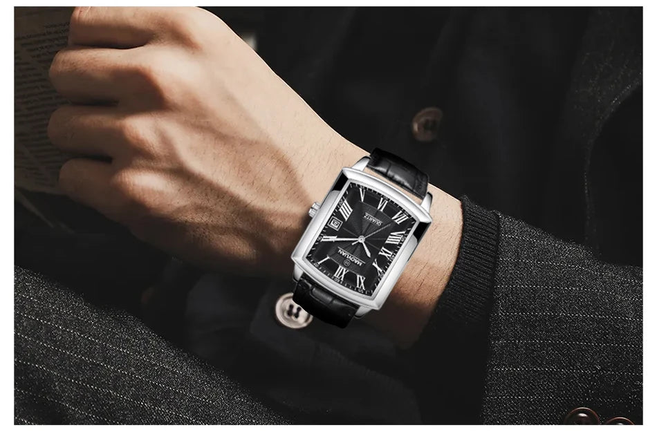 European Leather Quartz luxe men Watch