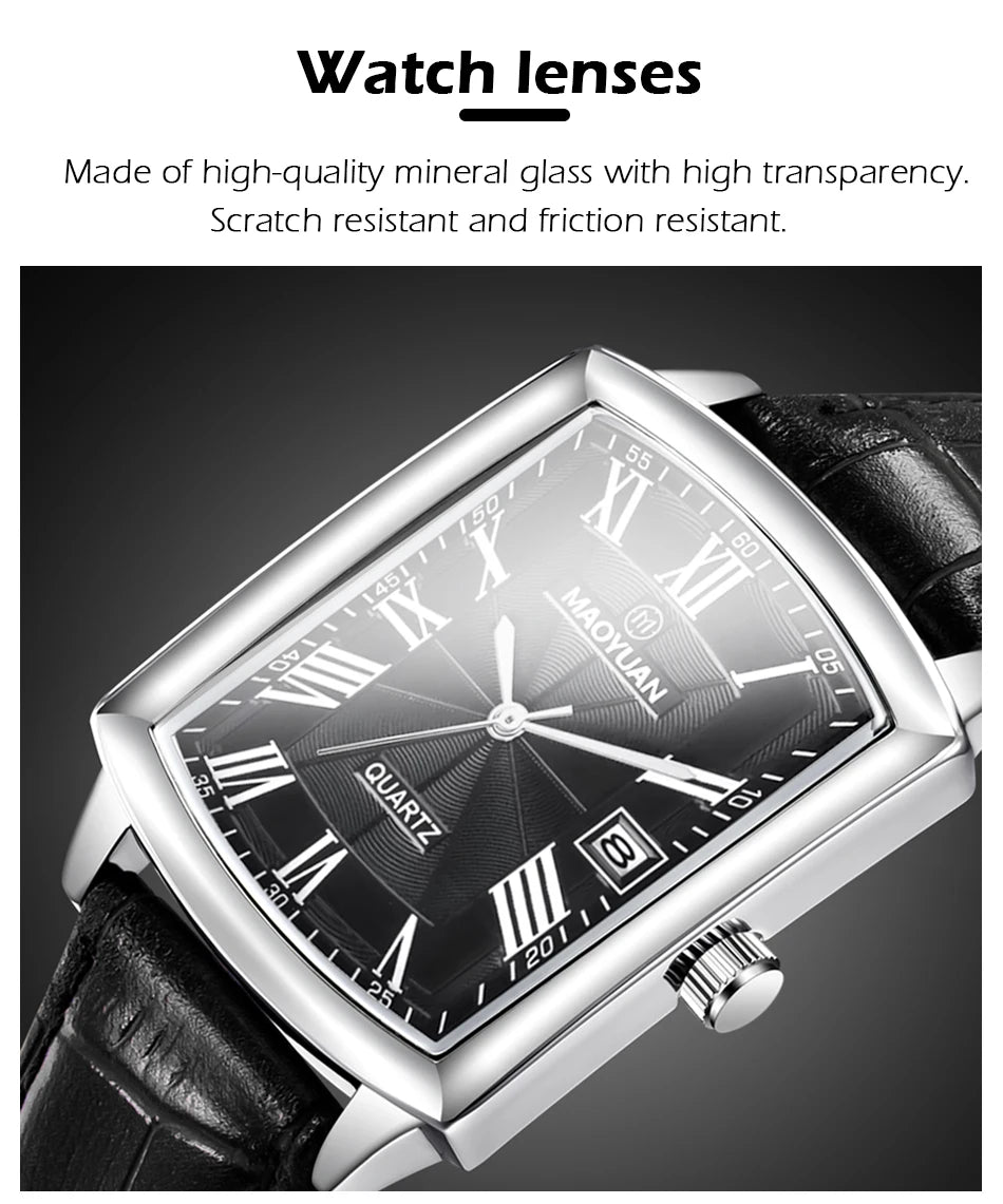 European Leather Quartz luxe men Watch