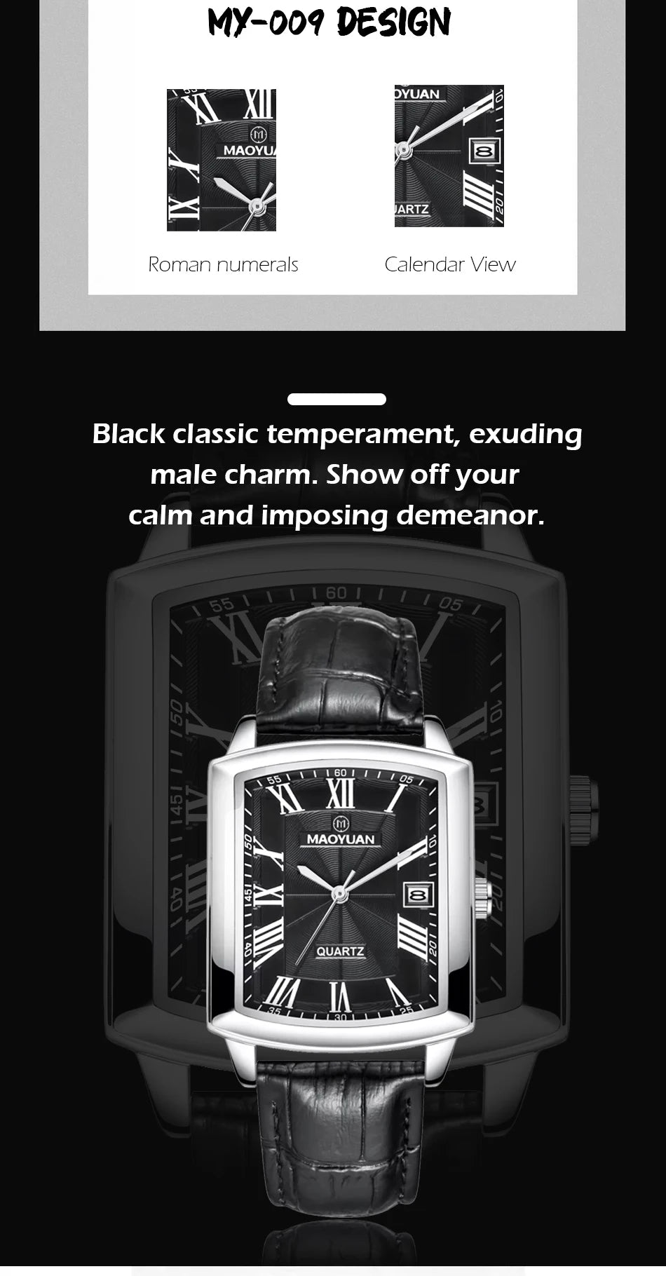 European Leather Quartz luxe men Watch