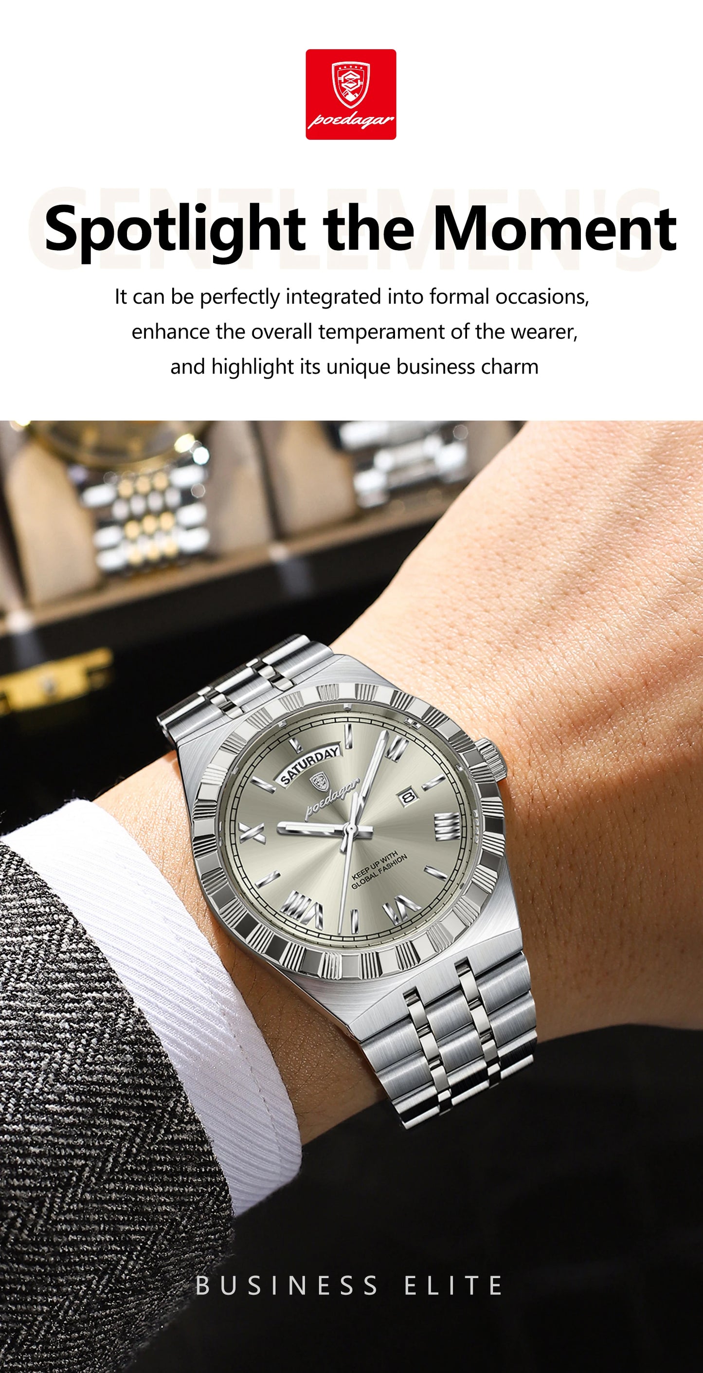 POEDAGAR Luxury Men business Wristwatch