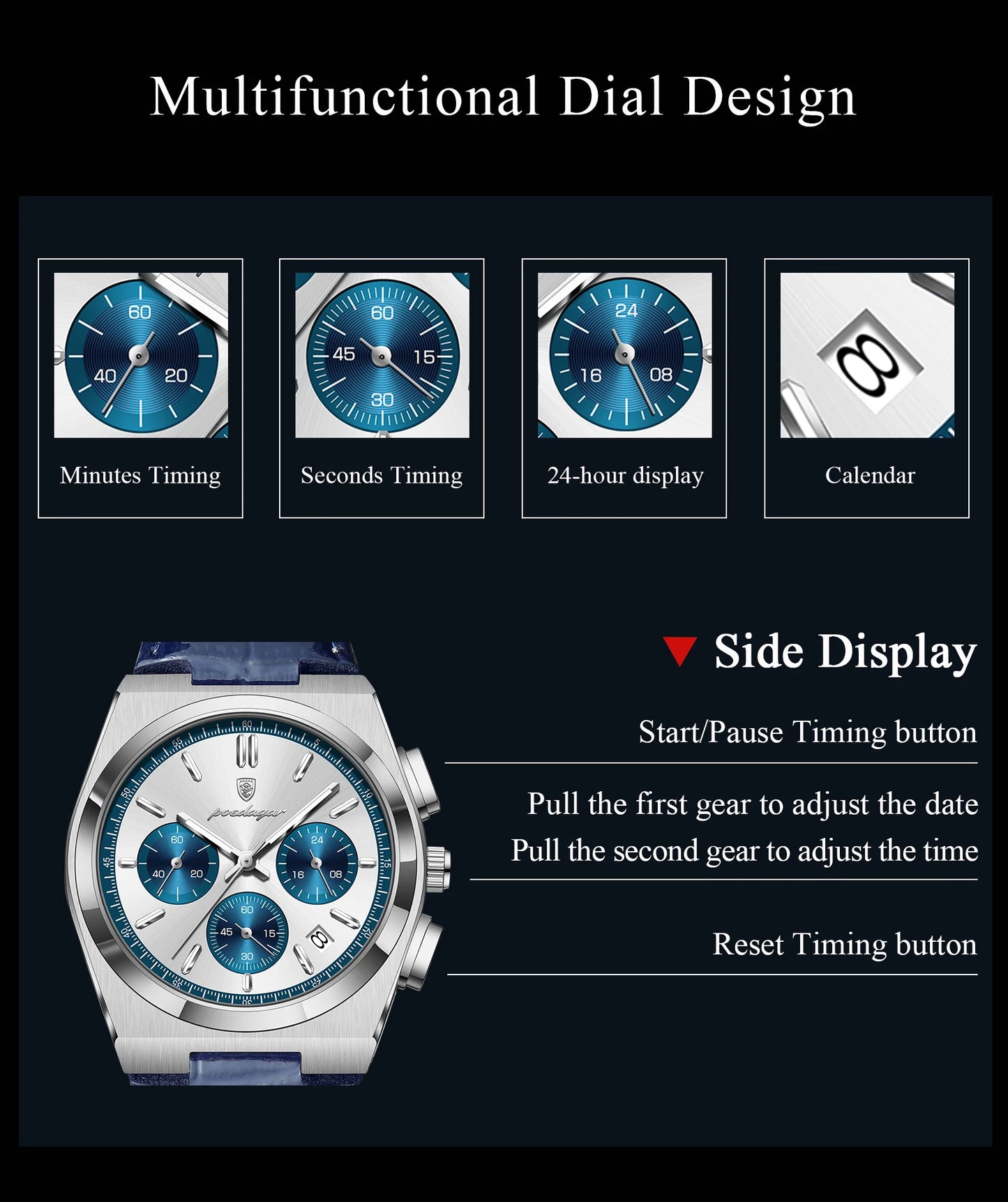 POEDAGAR Luxury Classic Mens Watch