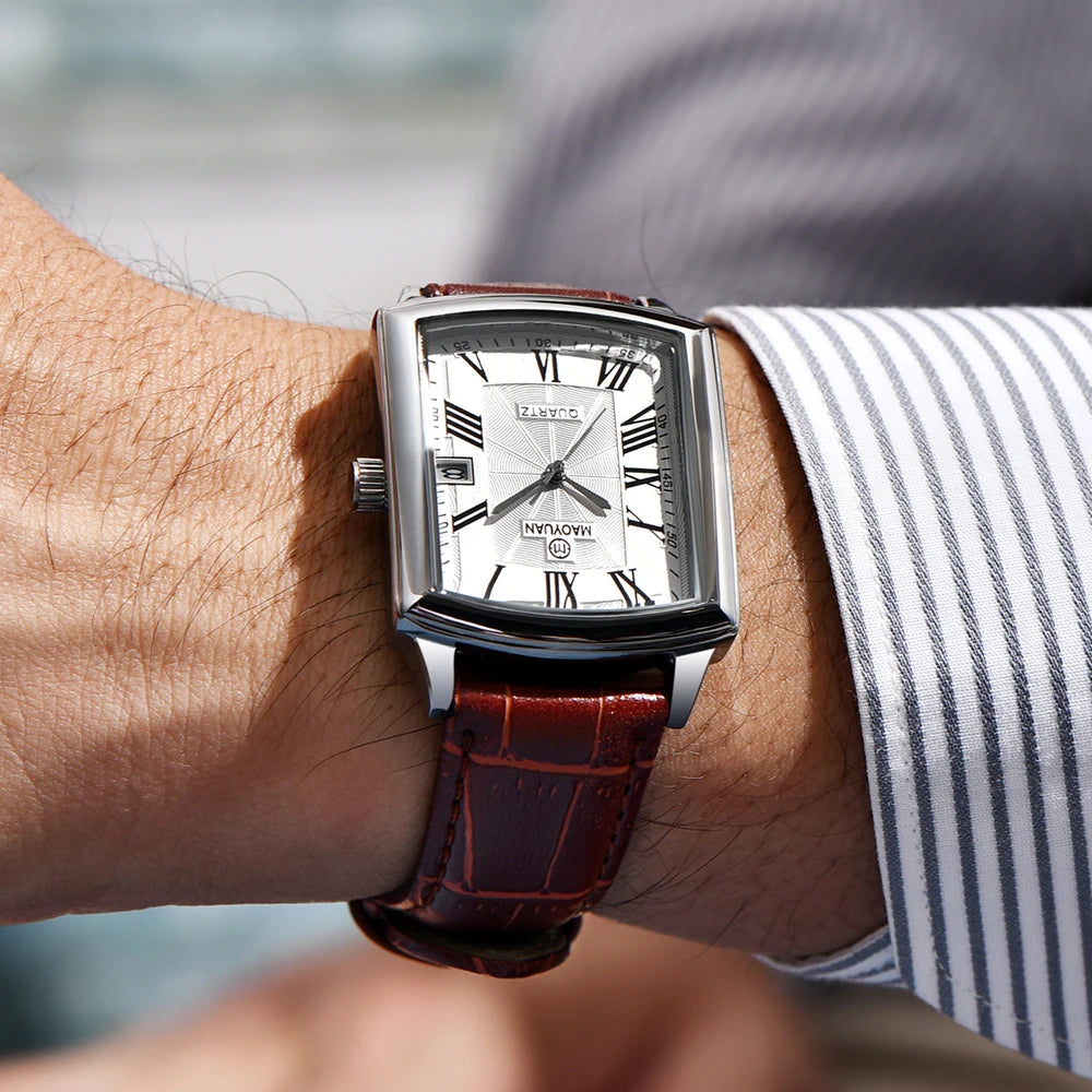 European Leather Quartz luxe men Watch