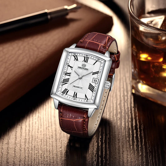 European Leather Quartz luxe men Watch