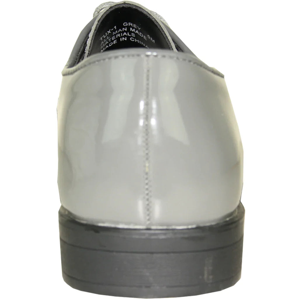 VANGELO Men Dress Shoe TUX-1 Oxford Formal Tuxedo for Prom & Wedding Grey Patent