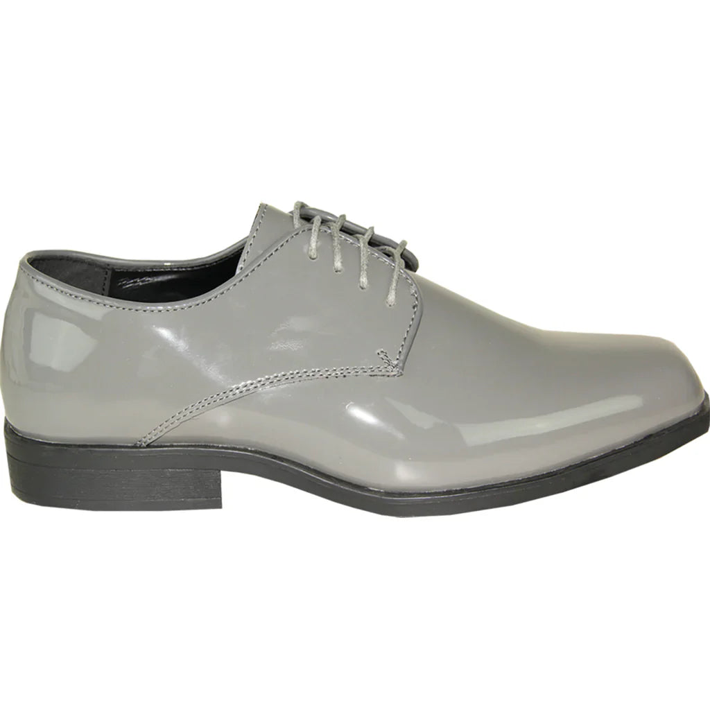 VANGELO Men Dress Shoe TUX-1 Oxford Formal Tuxedo for Prom & Wedding Grey Patent
