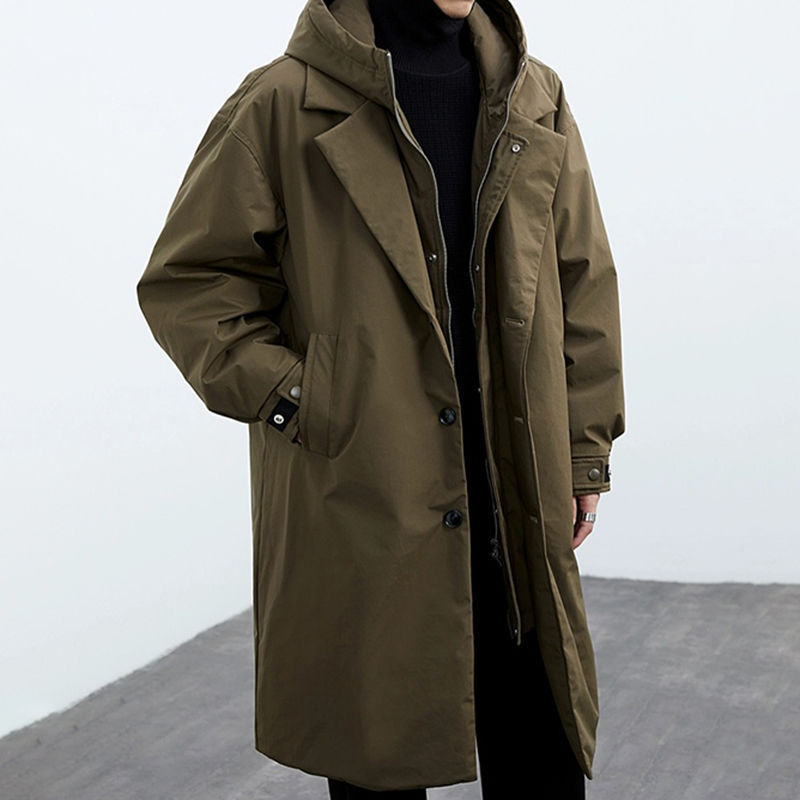 Men's Warm False Two Pieces Hooded Coat