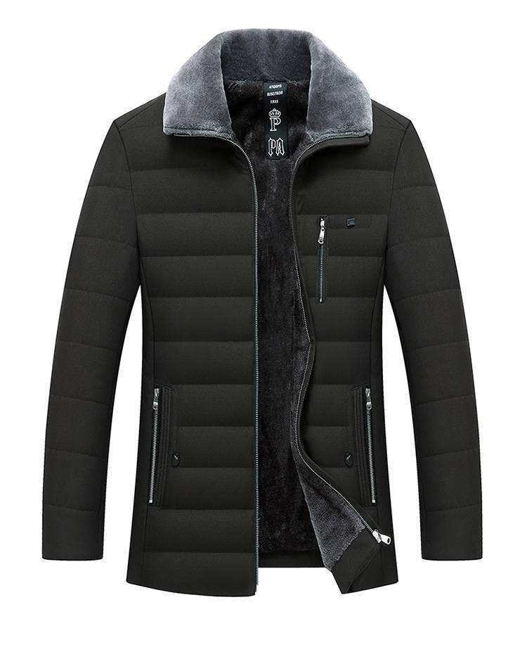 Men Lapel Short Padded Jacket Plus Velvet