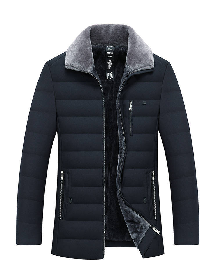 Men Lapel Short Padded Jacket Plus Velvet