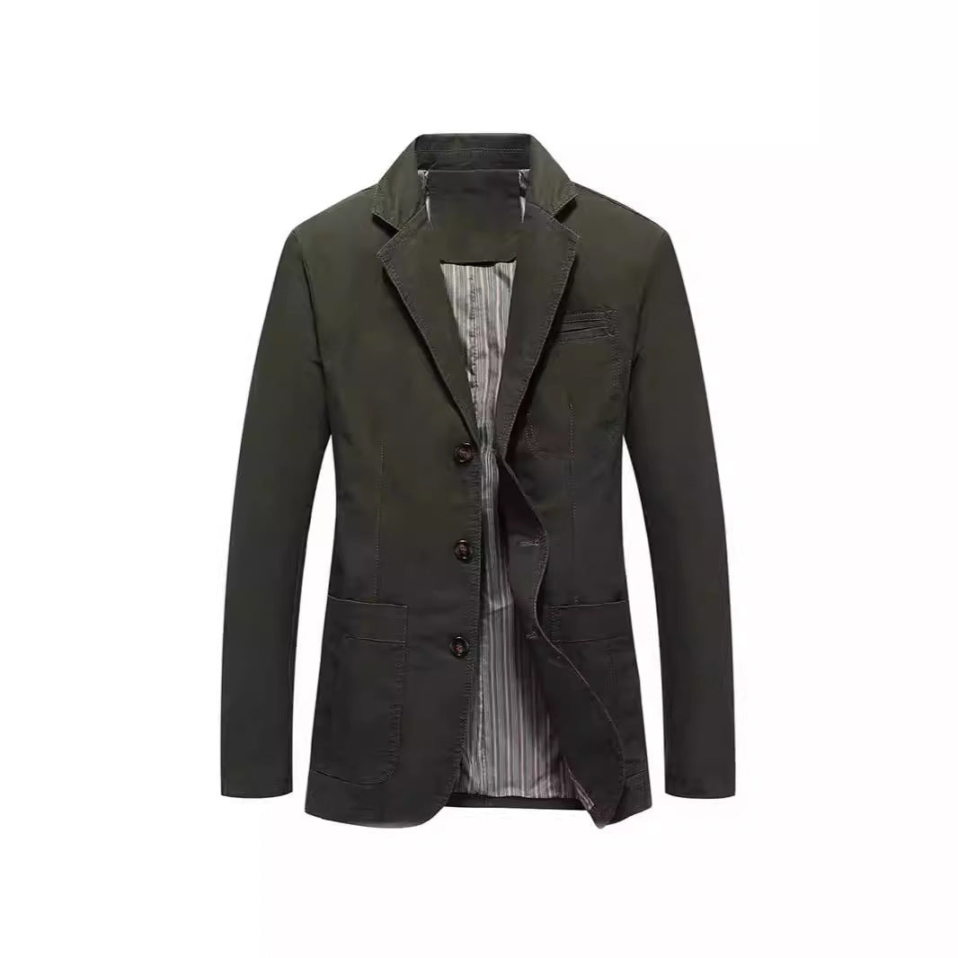 Loose Plus Size Suit Pure Cotton Washed Single-breasted Casual Jacket