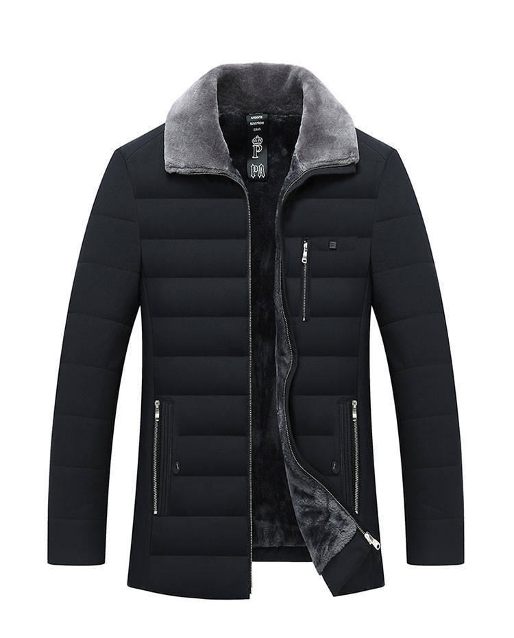 Men Lapel Short Padded Jacket Plus Velvet