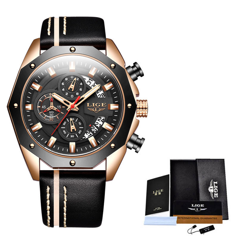LIGE Luxury Metal Men Watch