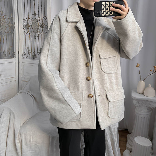 All-match Men Warm Woolen Coat